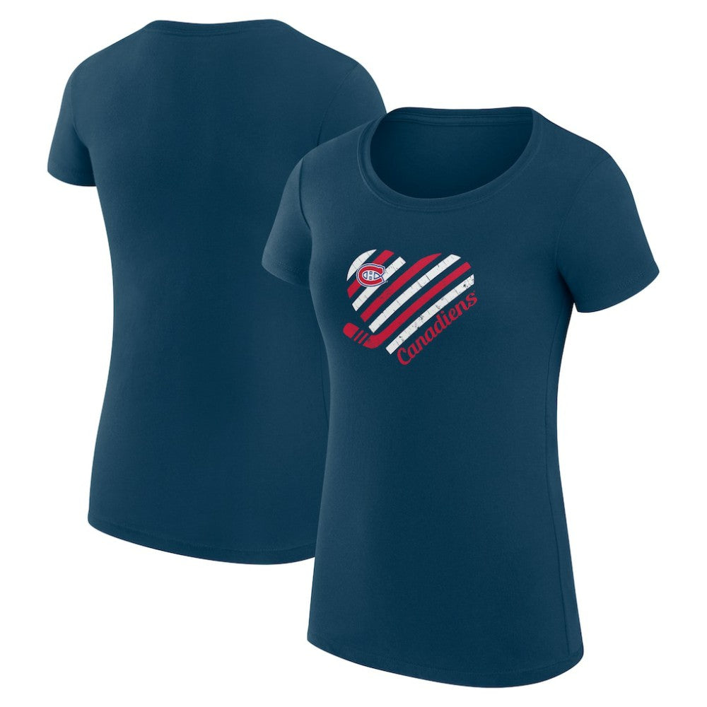 Montreal Canadiens G-III 4Her by Carl Banks Women's Super-Slim Fit Lightweight Heart T-Shirt - Navy - NHL
