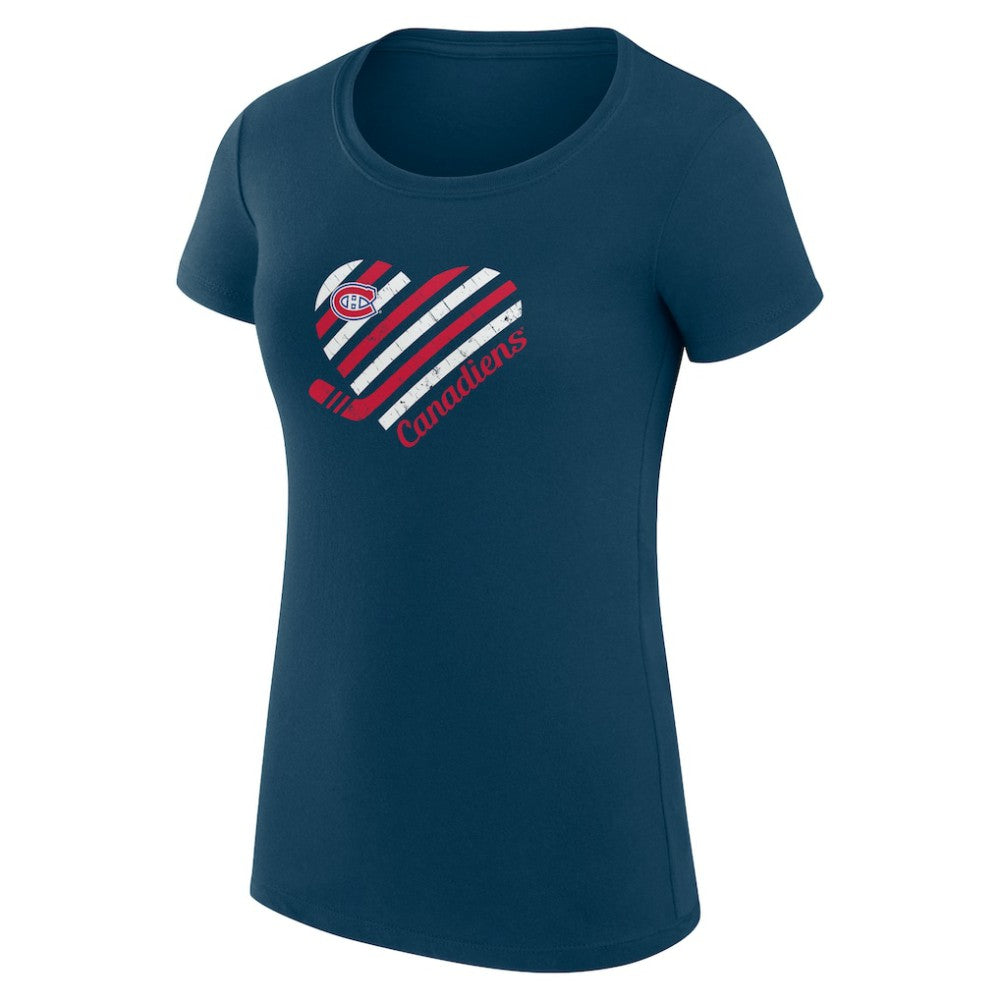 Montreal Canadiens G-III 4Her by Carl Banks Women's Super-Slim Fit Lightweight Heart T-Shirt - Navy - NHL