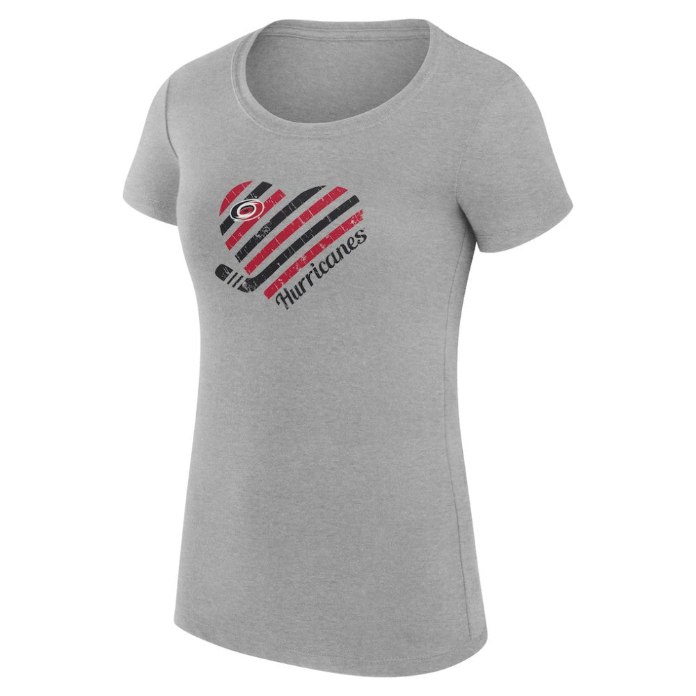 Carolina Hurricanes G-III 4Her by Carl Banks Women's Super-Slim Fit Lightweight Heart T-Shirt - Heather Gray - NHL