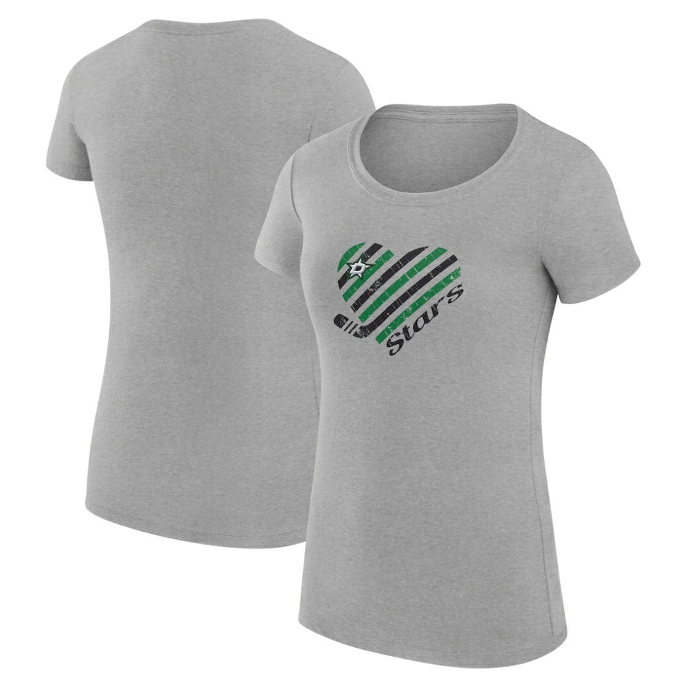Dallas Stars G-III 4Her by Carl Banks Women's Super-Slim Fit Lightweight Heart T-Shirt - Heather Gray - NHL