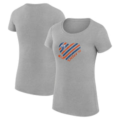 Edmonton Oilers G-III 4Her by Carl Banks Women's Super-Slim Fit Lightweight Heart T-Shirt - Heather Gray - NHL