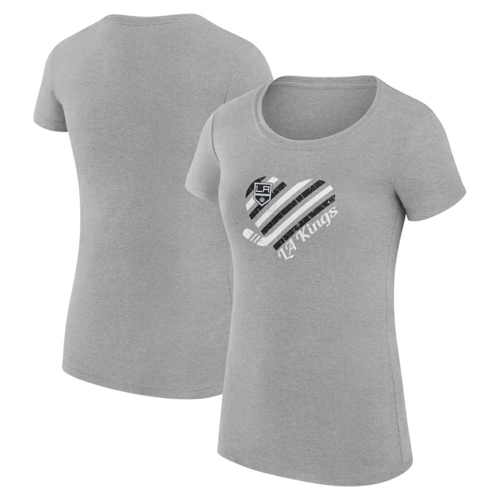 Los Angeles Kings G-III 4Her by Carl Banks Women's Super-Slim Fit Lightweight Heart T-Shirt - Heather Gray - NHL