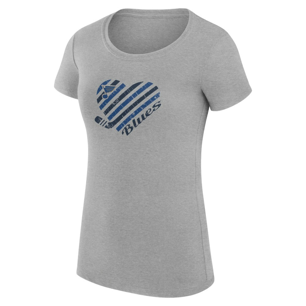 St. Louis Blues G-III 4Her by Carl Banks Women's Super-Slim Fit Lightweight Heart T-Shirt - Heather Gray - NHL