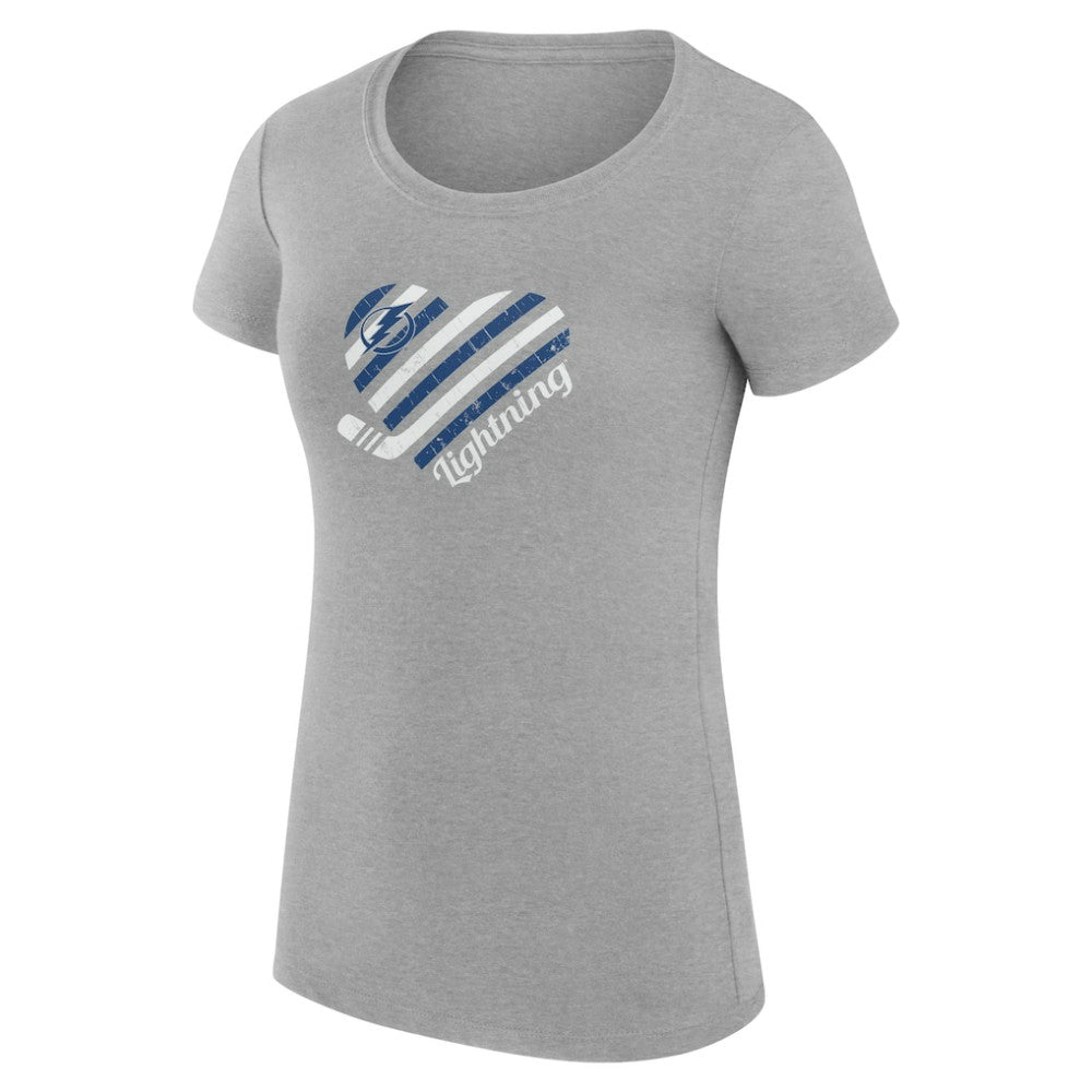 Tampa Bay Lightning G-III 4Her by Carl Banks Women's Super-Slim Fit Lightweight Heart T-Shirt - Heather Gray - NHL