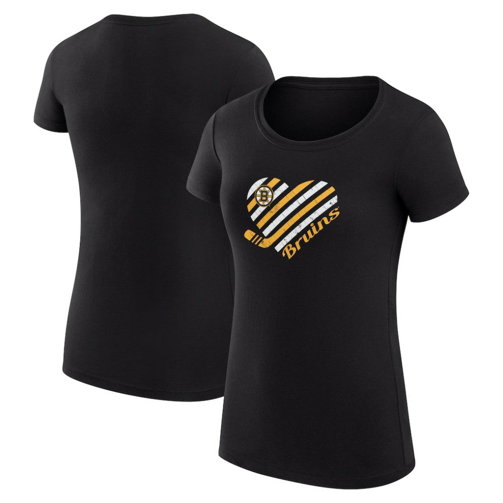Boston Bruins G-III 4Her by Carl Banks Women's Super-Slim Fit Lightweight Heart T-Shirt - Black - NHL