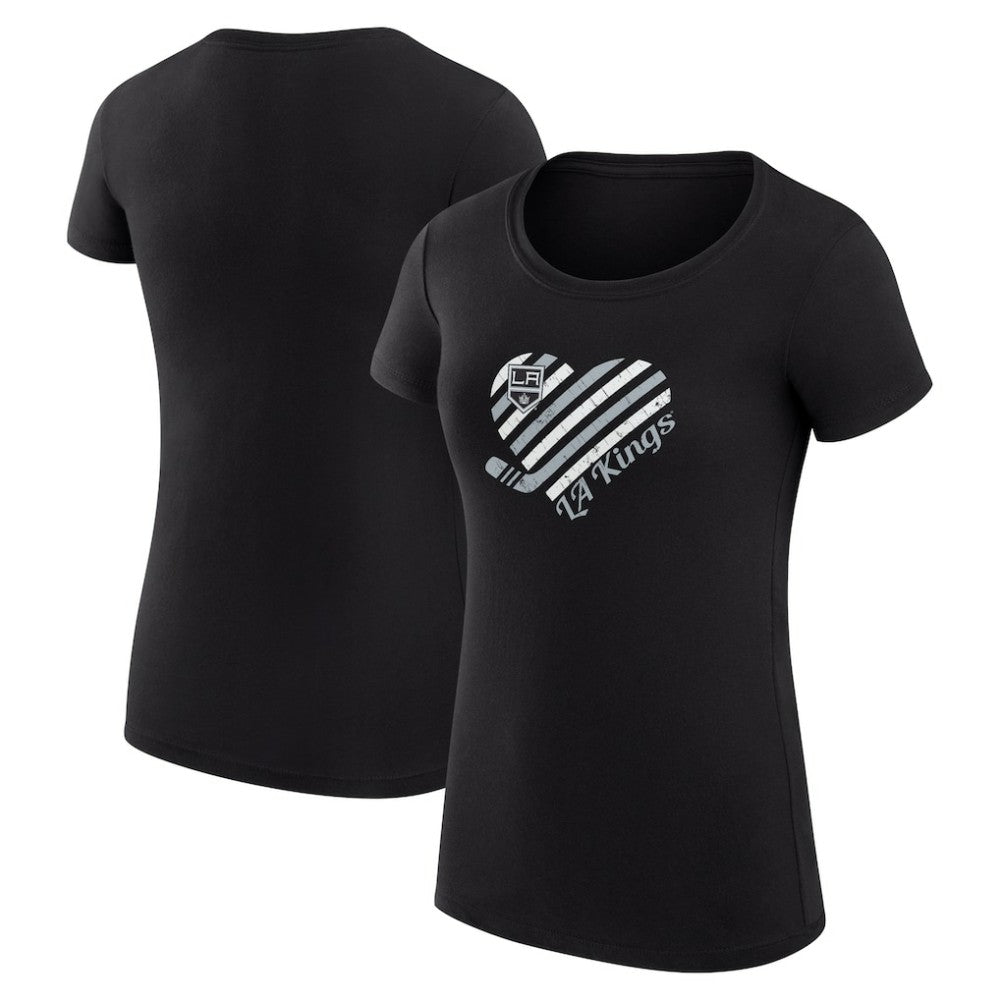 Los Angeles Kings G-III 4Her by Carl Banks Women's Super-Slim Fit Lightweight Heart T-Shirt - Black - NHL