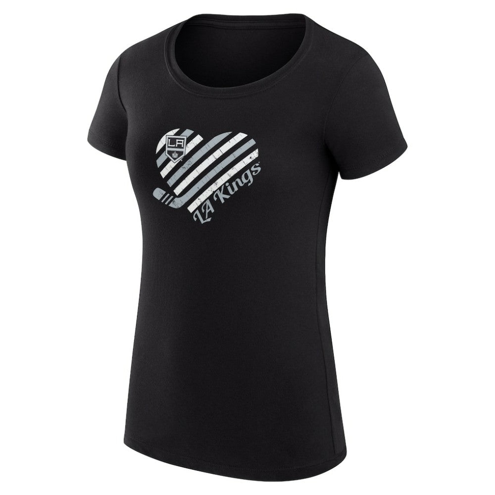 Los Angeles Kings G-III 4Her by Carl Banks Women's Super-Slim Fit Lightweight Heart T-Shirt - Black - NHL