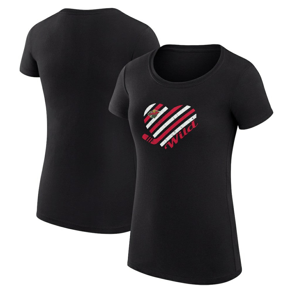Minnesota Wild G-III 4Her by Carl Banks Women's Super-Slim Fit Lightweight Heart T-Shirt - Black - NHL