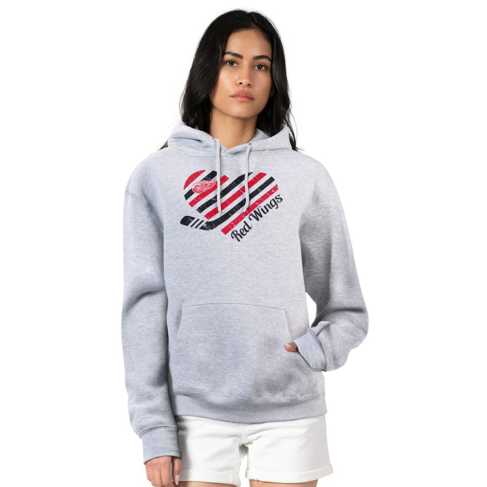 Detroit Red Wings G-III 4Her by Carl Banks Women's Heart Pullover Hoodie - Heather Gray - NHL