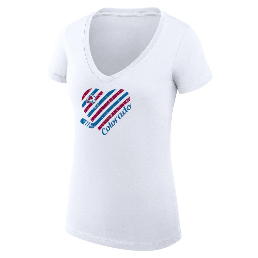 Colorado Avalanche G-III 4Her by Carl Banks Women's Super-Slim Fit Lightweight Heart V-Neck T-Shirt - White - NHL