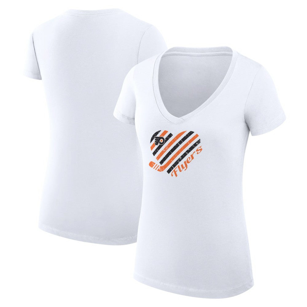 Philadelphia Flyers G-III 4Her by Carl Banks Women's Super-Slim Fit Lightweight Heart V-Neck T-Shirt - White - NHL