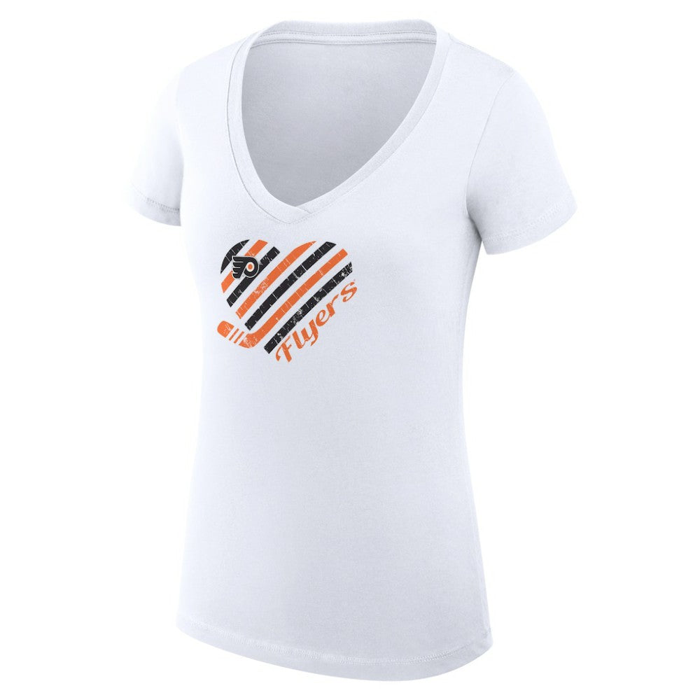Philadelphia Flyers G-III 4Her by Carl Banks Women's Super-Slim Fit Lightweight Heart V-Neck T-Shirt - White - NHL