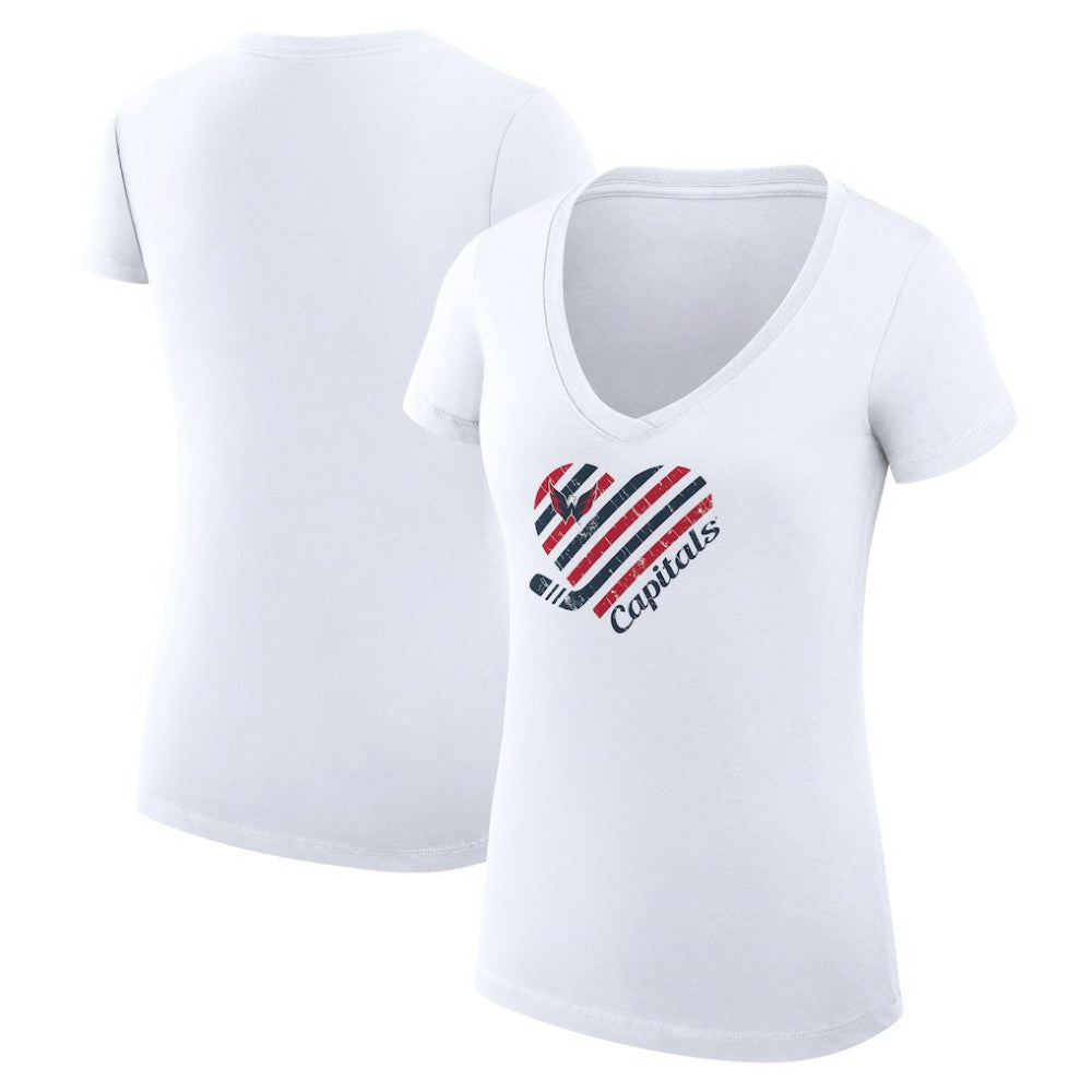 Washington Capitals G-III 4Her by Carl Banks Women's Super-Slim Fit Lightweight Heart V-Neck T-Shirt - White - NHL
