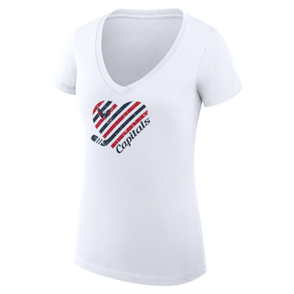 Washington Capitals G-III 4Her by Carl Banks Women's Super-Slim Fit Lightweight Heart V-Neck T-Shirt - White - NHL