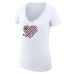 Washington Capitals G-III 4Her by Carl Banks Women's Super-Slim Fit Lightweight Heart V-Neck T-Shirt - White - NHL