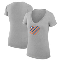 New York Islanders G-III 4Her by Carl Banks Women's Super-Slim Fit Lightweight Heart V-Neck T-Shirt - Heather Gray - NHL