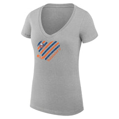 New York Islanders G-III 4Her by Carl Banks Women's Super-Slim Fit Lightweight Heart V-Neck T-Shirt - Heather Gray - NHL