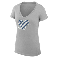 Tampa Bay Lightning G-III 4Her by Carl Banks Women's Super-Slim Fit Lightweight Heart V-Neck T-Shirt - Heather Gray - NHL
