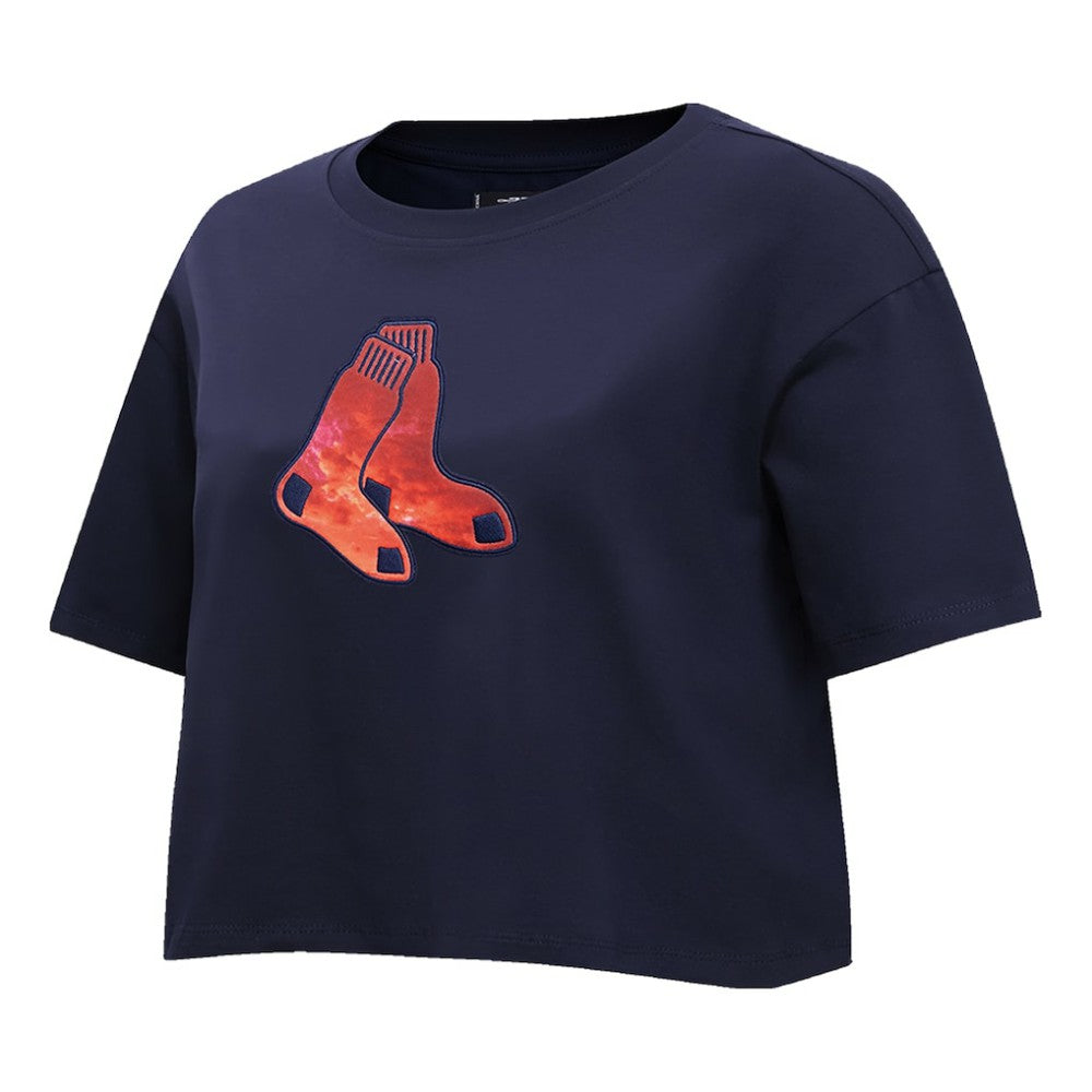 Boston Red Sox Pro Standard Women's Painted Sky Boxy Cropped T-Shirt - MLB