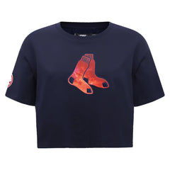 Boston Red Sox Pro Standard Women's Painted Sky Boxy Cropped T-Shirt - MLB