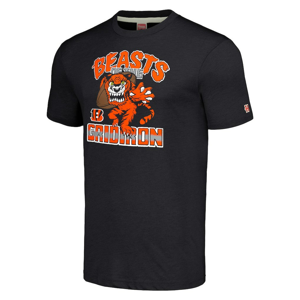 Cincinnati Bengals Homage Unisex Monsters of the Gridiron Halloween Tri-Blend T-Shirt Charcoal | NFL