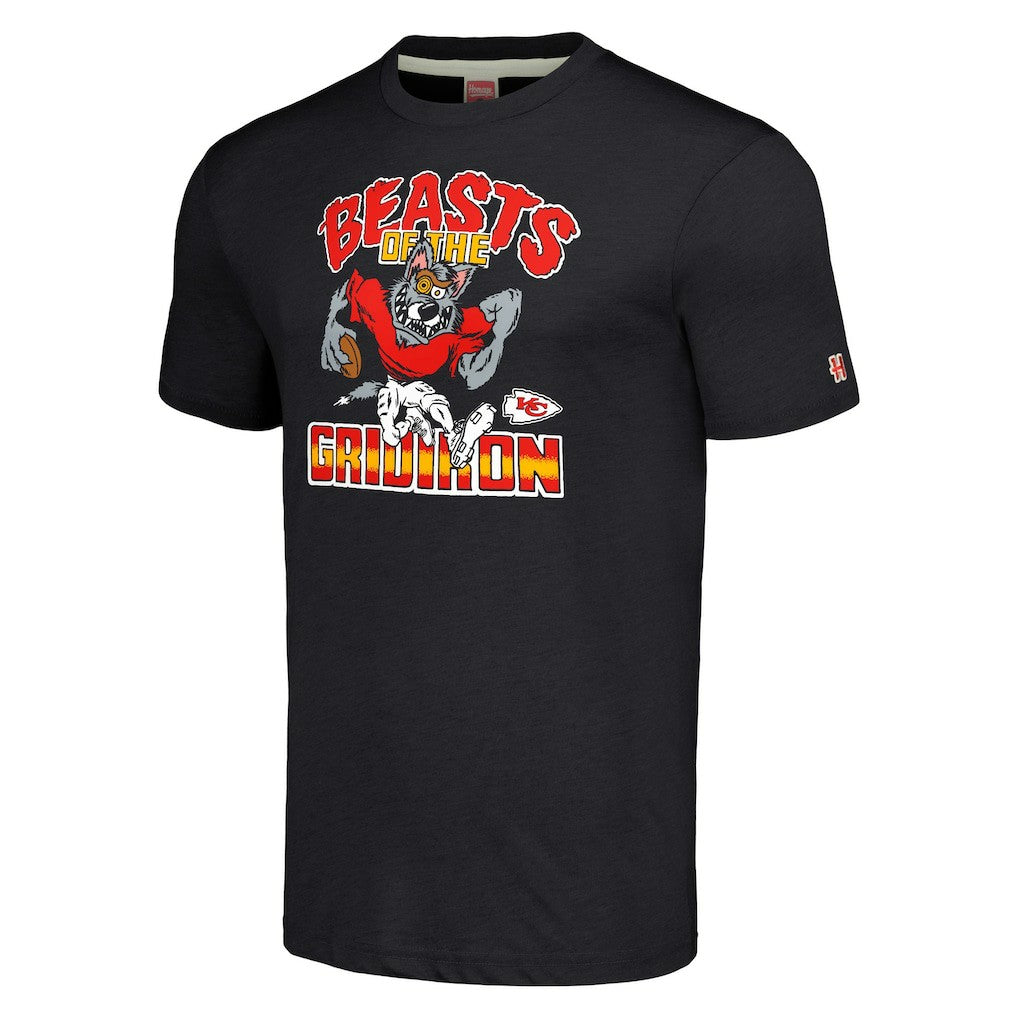 Kansas City Chiefs Homage Unisex Monsters of the Gridiron Halloween Tri-Blend T-Shirt Charcoal | NFL