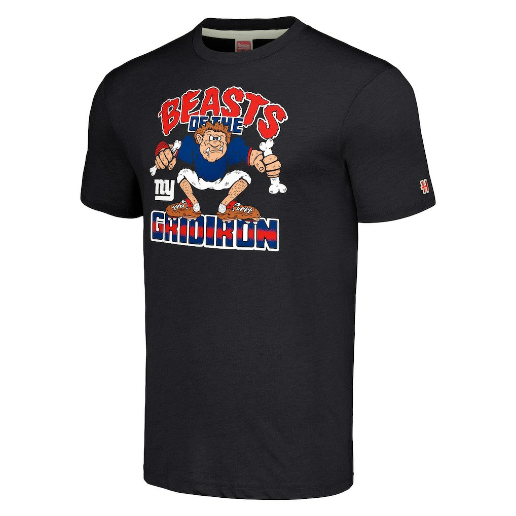 New York Giants Homage Unisex Monsters of the Gridiron Halloween Tri-Blend T-Shirt Charcoal | NFL