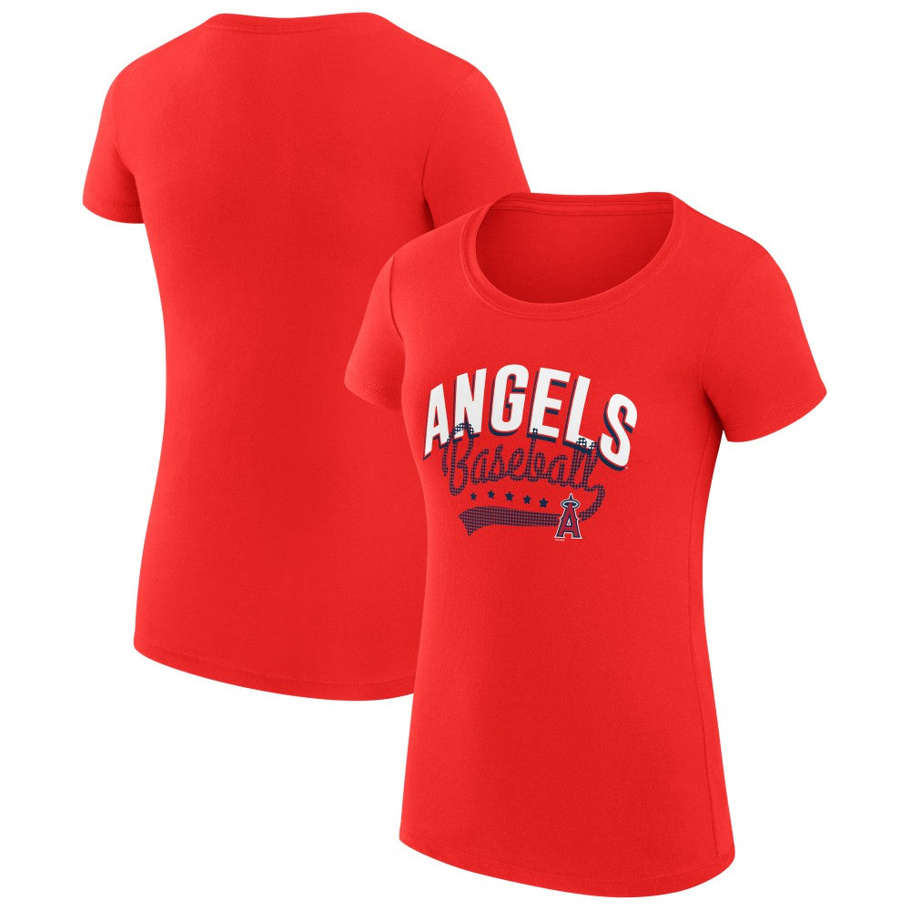 Los Angeles Angels G-III 4Her by Carl Banks Women's Super-Slim Fit Lightweight Filigree Team T-Shirt - MLB