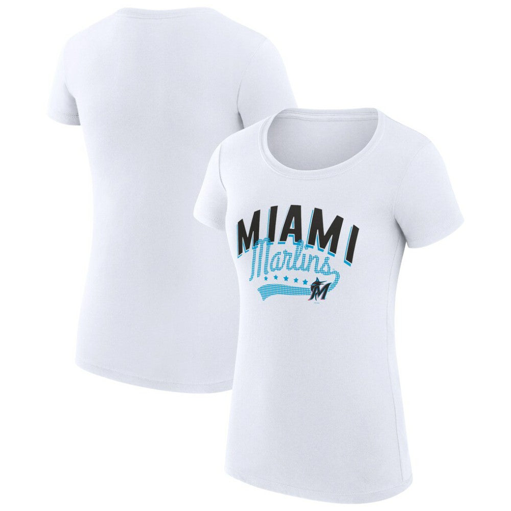 Miami Marlins G-III 4Her by Carl Banks Women's Super-Slim Fit Lightweight Filigree Team T-Shirt - MLB