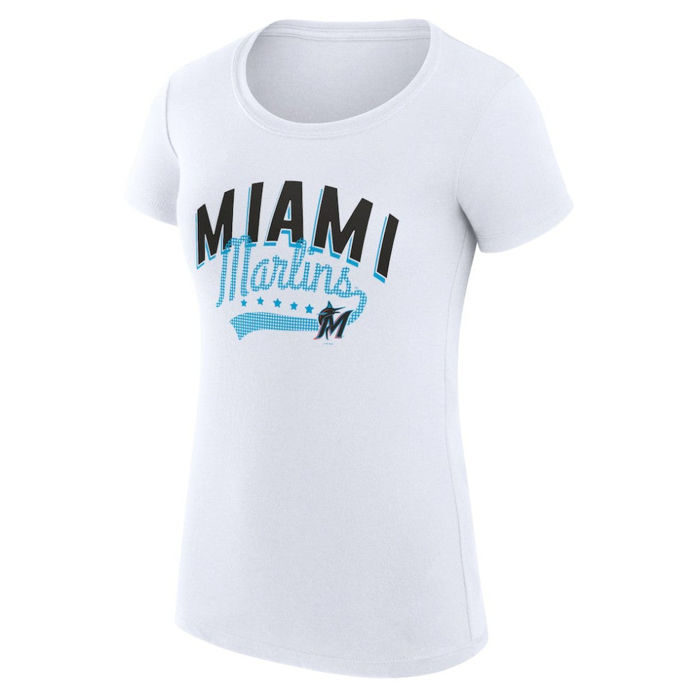 Miami Marlins G-III 4Her by Carl Banks Women's Super-Slim Fit Lightweight Filigree Team T-Shirt - MLB