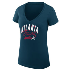 Atlanta Braves G-III 4Her by Carl Banks Women's Super-Slim Fit Lightweight Filigree Team V-Neck T-Shirt - MLB