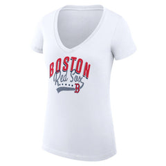 Boston Red Sox G-III 4Her by Carl Banks Women's Super-Slim Fit Lightweight Filigree Team V-Neck T-Shirt - MLB