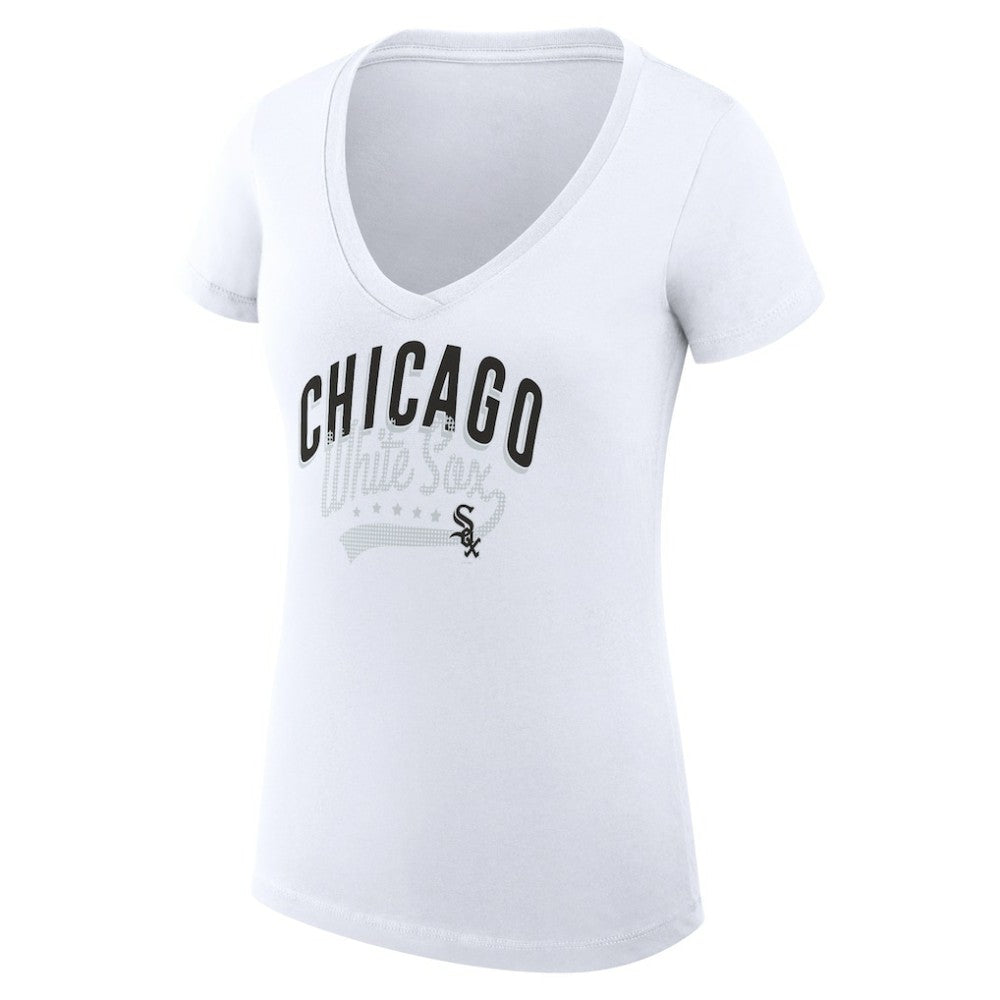 Chicago White Sox G-III 4Her by Carl Banks Women's Super-Slim Fit Lightweight Filigree Team V-Neck T-Shirt - MLB