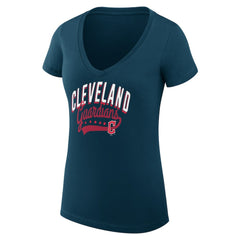 Cleveland Guardians G-III 4Her by Carl Banks Women's Super-Slim Fit Lightweight Filigree Team V-Neck T-Shirt - MLB