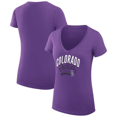 Colorado Rockies G-III 4Her by Carl Banks Women's Super-Slim Fit Lightweight Filigree Team V-Neck T-Shirt - MLB