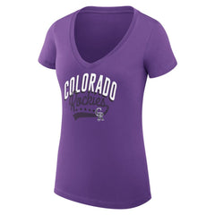 Colorado Rockies G-III 4Her by Carl Banks Women's Super-Slim Fit Lightweight Filigree Team V-Neck T-Shirt - MLB