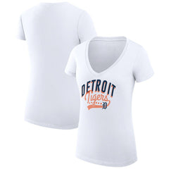Detroit Tigers G-III 4Her by Carl Banks Women's Super-Slim Fit Lightweight Filigree Team V-Neck T-Shirt - MLB