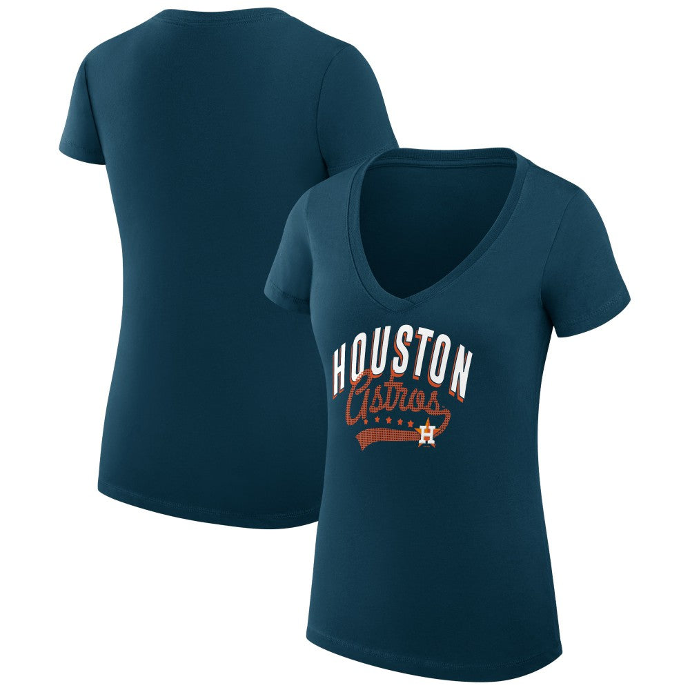 Houston Astros G-III 4Her by Carl Banks Women's Super-Slim Fit Lightweight Filigree Team V-Neck T-Shirt - MLB