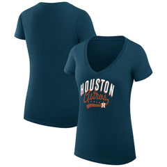 Houston Astros G-III 4Her by Carl Banks Women's Super-Slim Fit Lightweight Filigree Team V-Neck T-Shirt - MLB