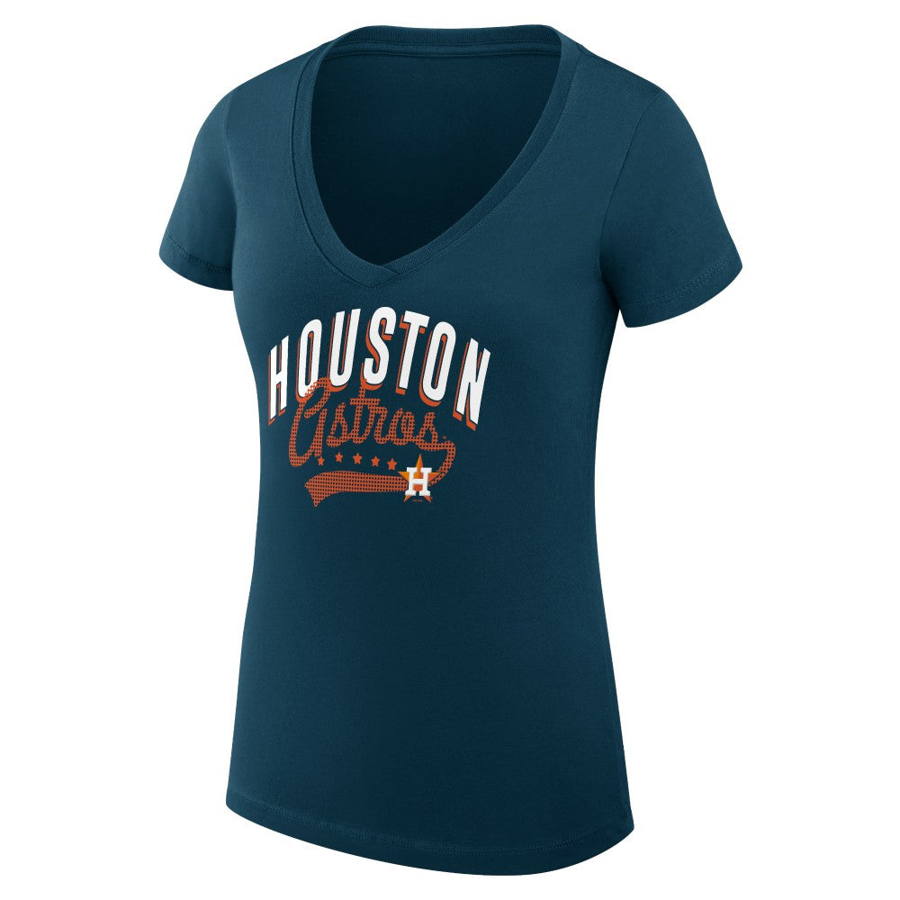 Houston Astros G-III 4Her by Carl Banks Women's Super-Slim Fit Lightweight Filigree Team V-Neck T-Shirt - MLB