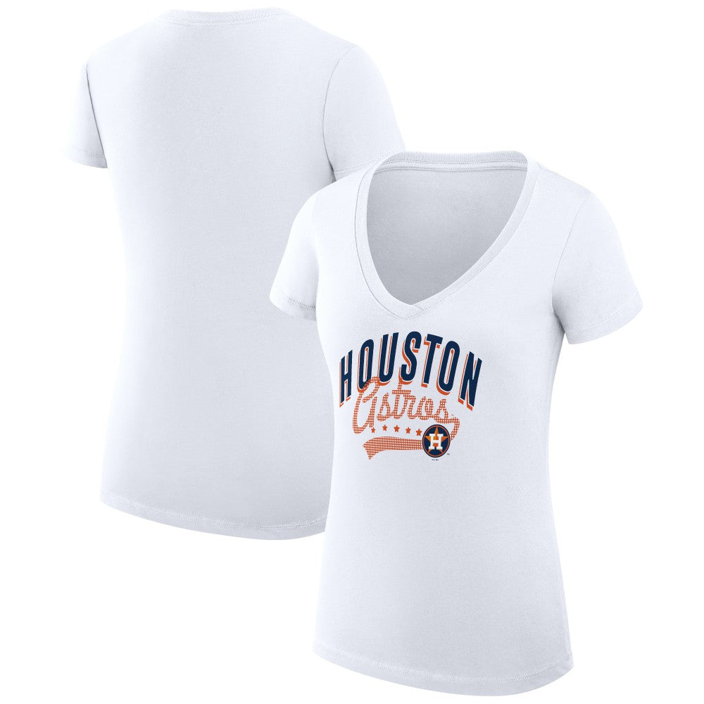 Houston Astros G-III 4Her by Carl Banks Women's Super-Slim Fit Lightweight Filigree Team V-Neck T-Shirt - MLB