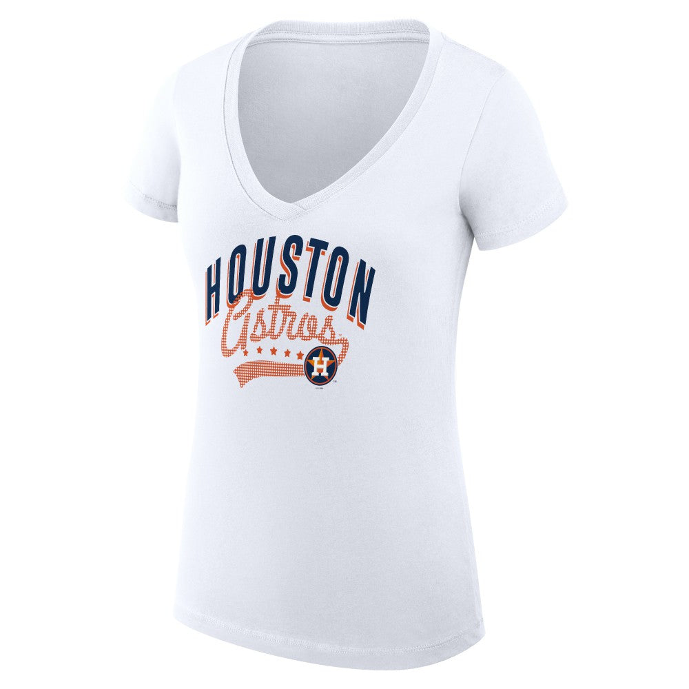 Houston Astros G-III 4Her by Carl Banks Women's Super-Slim Fit Lightweight Filigree Team V-Neck T-Shirt - MLB