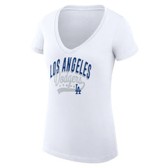 Los Angeles Dodgers G-III 4Her by Carl Banks Women's Super-Slim Fit Lightweight Filigree Team V-Neck T-Shirt - MLB