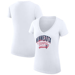 Minnesota Twins G-III 4Her by Carl Banks Women's Super-Slim Fit Lightweight Filigree Team V-Neck T-Shirt - MLB