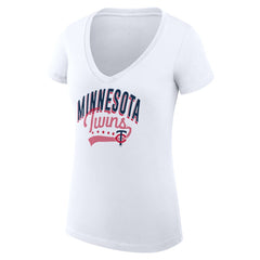 Minnesota Twins G-III 4Her by Carl Banks Women's Super-Slim Fit Lightweight Filigree Team V-Neck T-Shirt - MLB