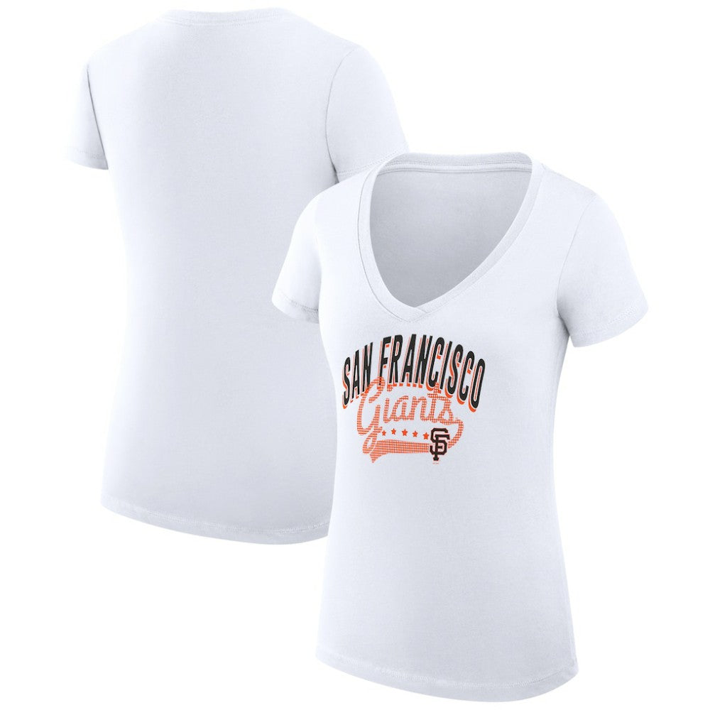 San Francisco Giants G-III 4Her by Carl Banks Women's Super-Slim Fit Lightweight Filigree Team V-Neck T-Shirt - MLB