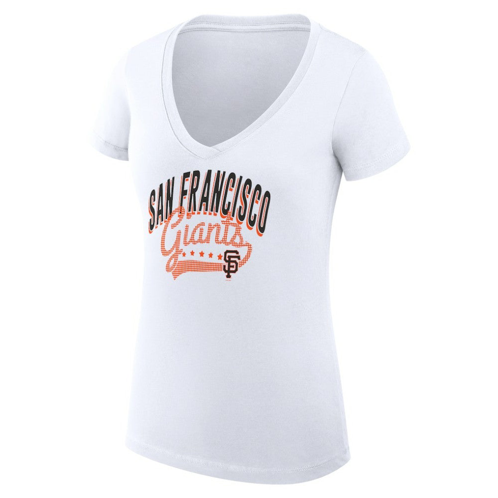 San Francisco Giants G-III 4Her by Carl Banks Women's Super-Slim Fit Lightweight Filigree Team V-Neck T-Shirt - MLB