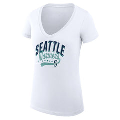 Seattle Mariners G-III 4Her by Carl Banks Women's Super-Slim Fit Lightweight Filigree Team V-Neck T-Shirt - MLB