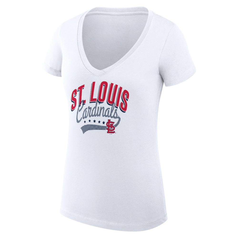 St. Louis Cardinals G-III 4Her by Carl Banks Women's Super-Slim Fit Lightweight Filigree Team V-Neck T-Shirt - MLB
