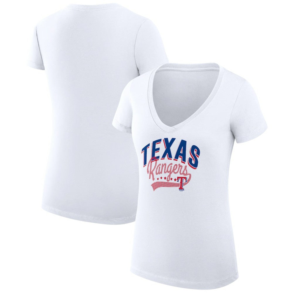 Texas Rangers G-III 4Her by Carl Banks Women's Super-Slim Fit Lightweight Filigree Team V-Neck T-Shirt - MLB